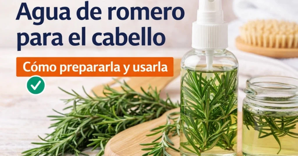 Agua de romero para el cabello en spray: receta casera y guía de cómo prepararla y usarla para una rutina capilar natural.